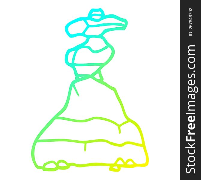 cold gradient line drawing of a cartoon of stacked stones