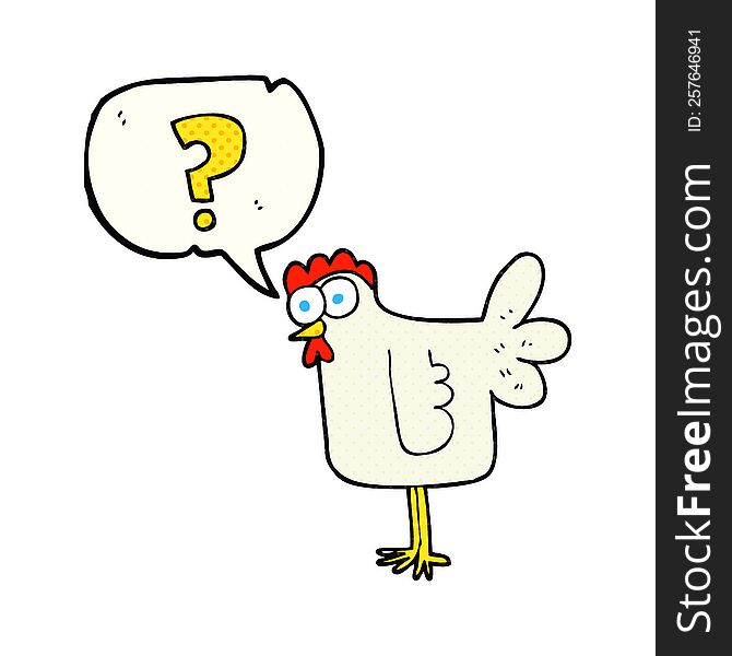 Comic Book Speech Bubble Cartoon Confused Chicken