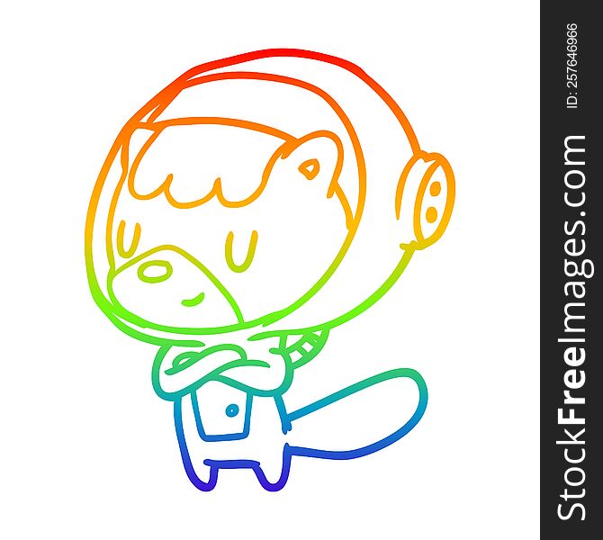 Rainbow Gradient Line Drawing Cat Astronaut Animals