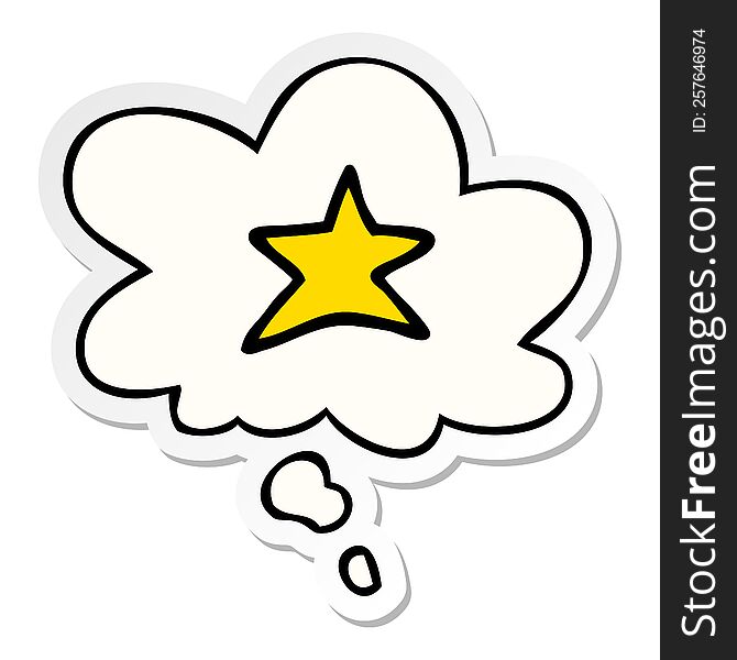 Cartoon Star Symbol And Thought Bubble As A Printed Sticker
