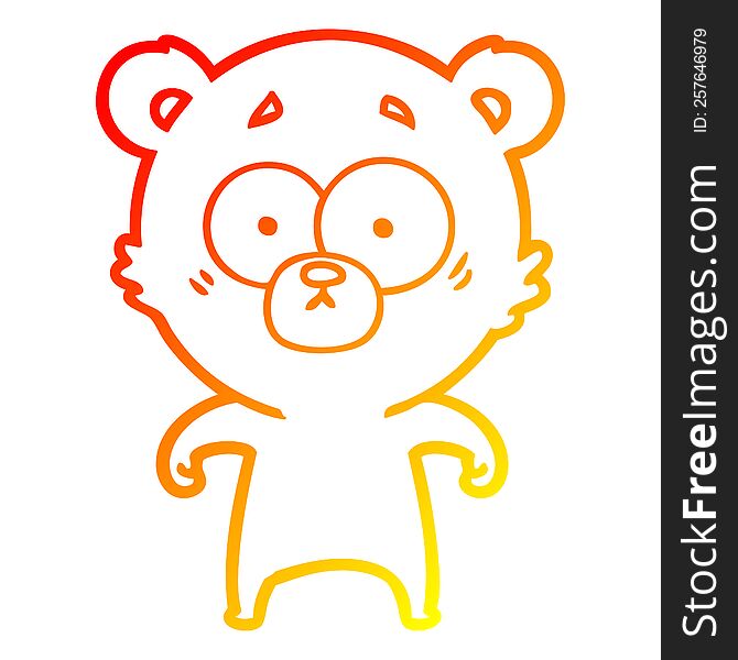 Warm Gradient Line Drawing Surprised Bear Cartoon
