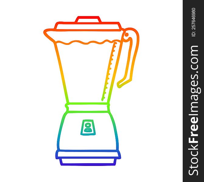 rainbow gradient line drawing of a cartoon food processor