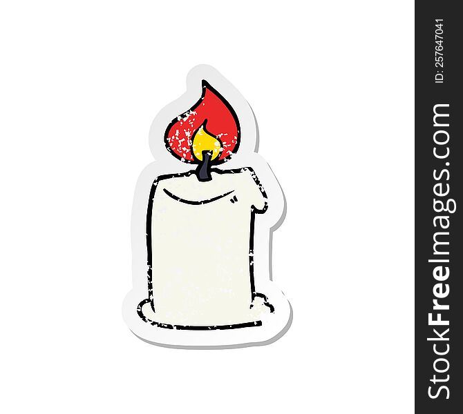 Distressed Sticker Of A Cartoon Candle