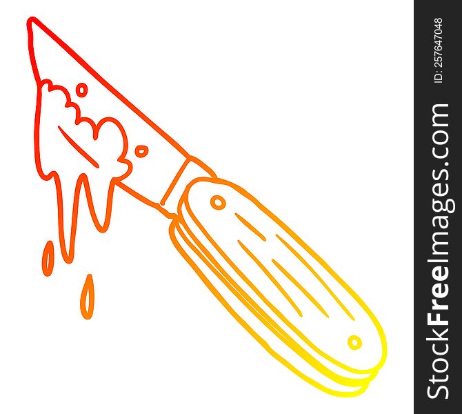 warm gradient line drawing of a cartoon bloody knife