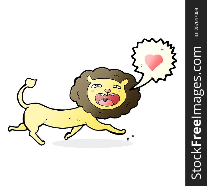 Cartoon Lion With Love Heart