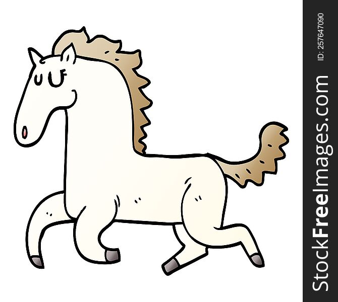 cartoon doodle running horse