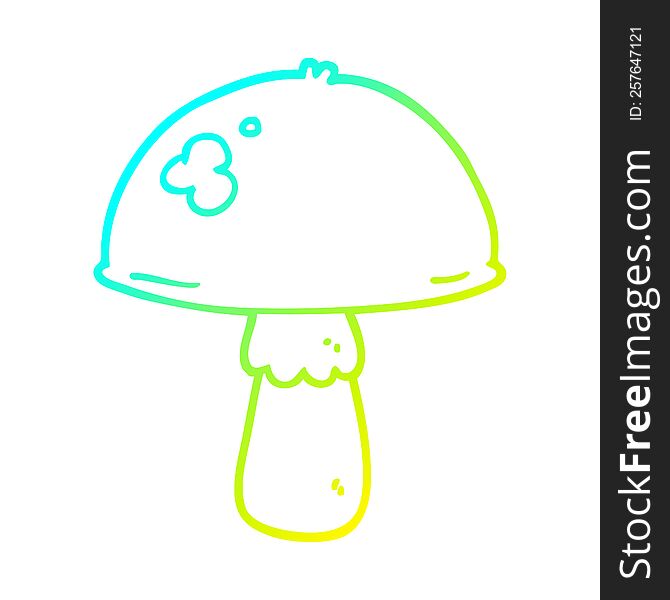cold gradient line drawing of a cartoon mushroom
