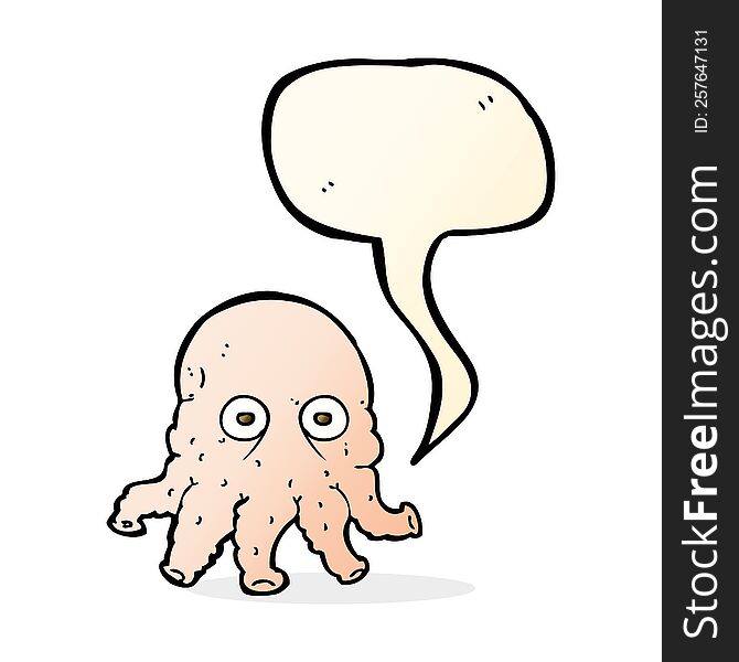 cartoon alien squid face with speech bubble