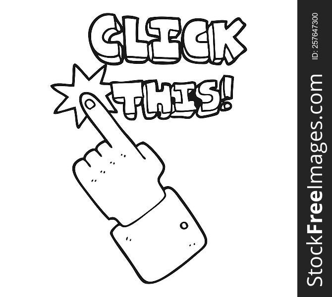 Black And White Cartoon Click This Symbol With Hand