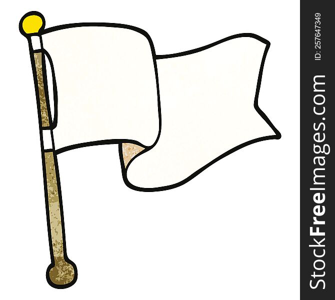 Cartoon Doodle White Flag Waving