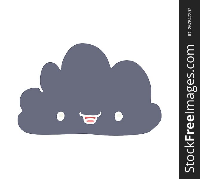 Happy Flat Color Style Cartoon Cloud