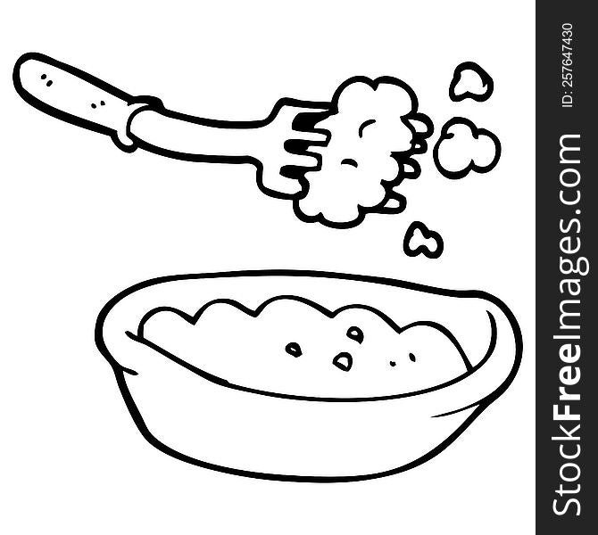 line drawing cartoon bowl of food