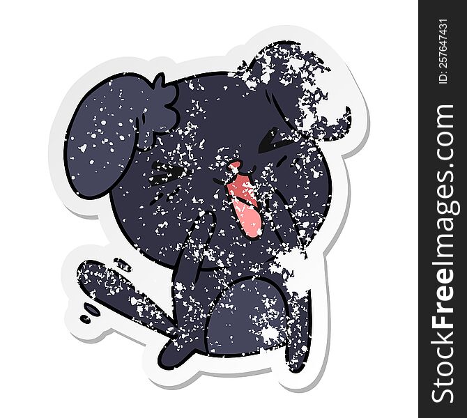 Distressed Sticker Cartoon Of Cute Kawaii Dog