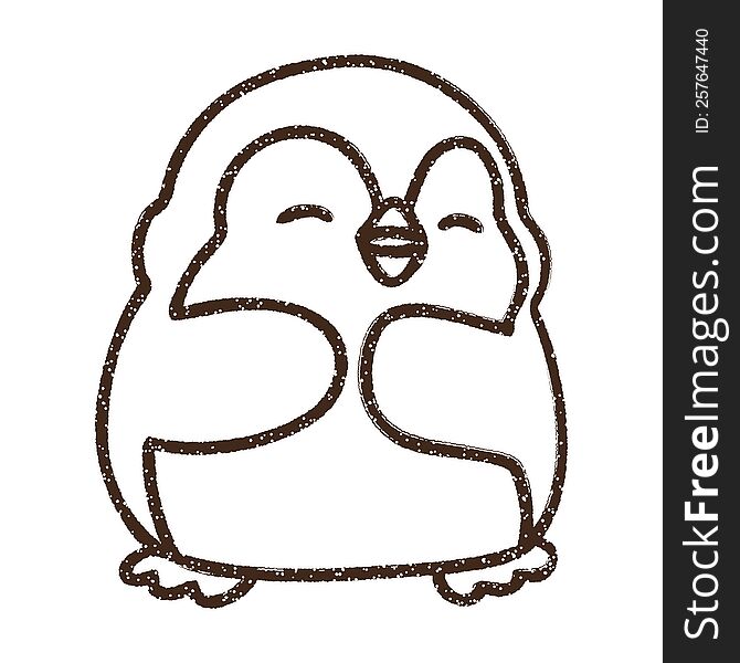 Cute Penguin Charcoal Drawing