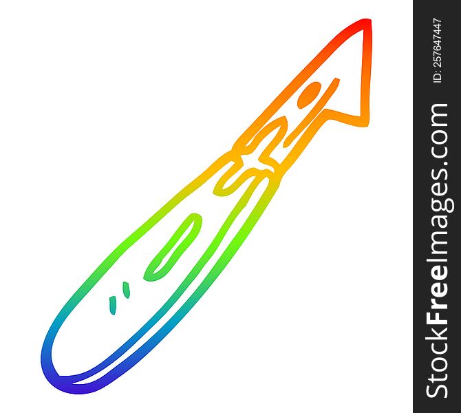 rainbow gradient line drawing of a cartoon craft knife