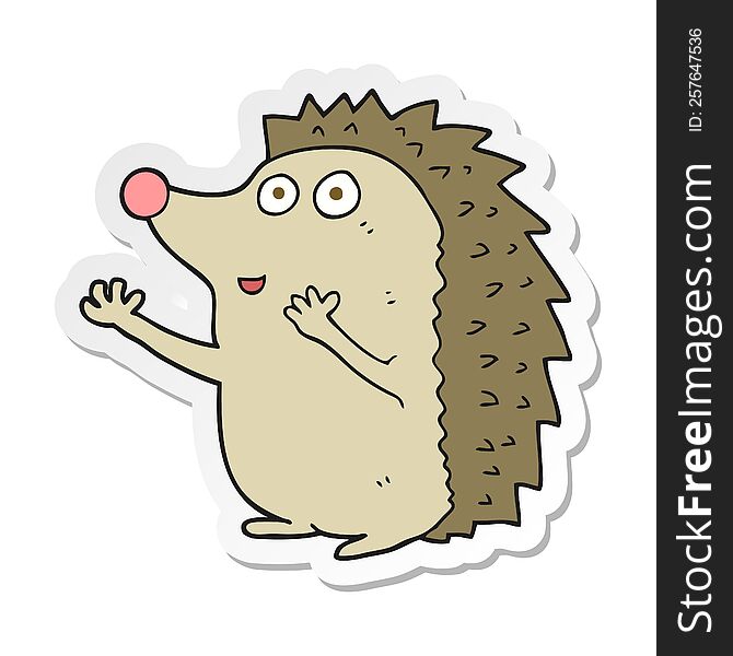 Sticker Of A Cartoon Cute Hedgehog