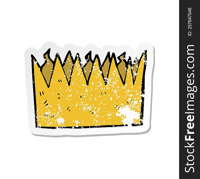 retro distressed sticker of a cartoon paper crown