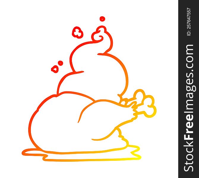 warm gradient line drawing of a whole cooked chicken