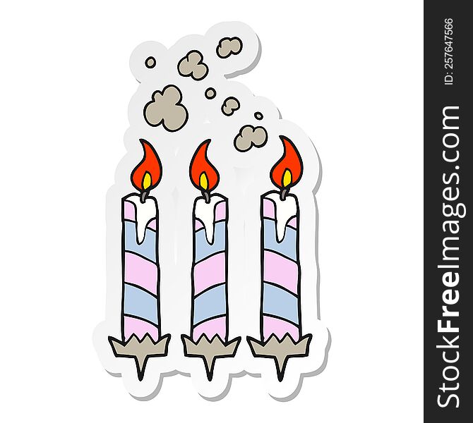 sticker of a cartoon birthday cake candles