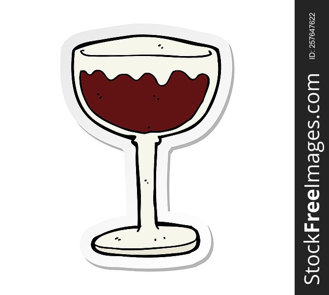 sticker of a cartoon glass of red wine