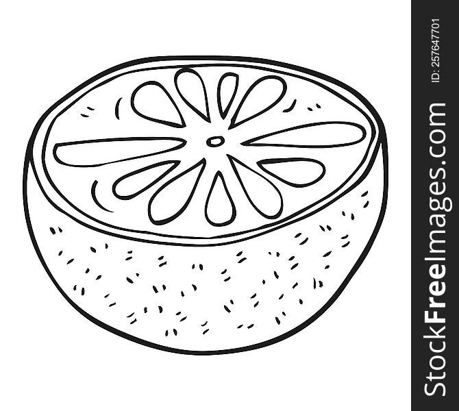 freehand drawn black and white cartoon half melon