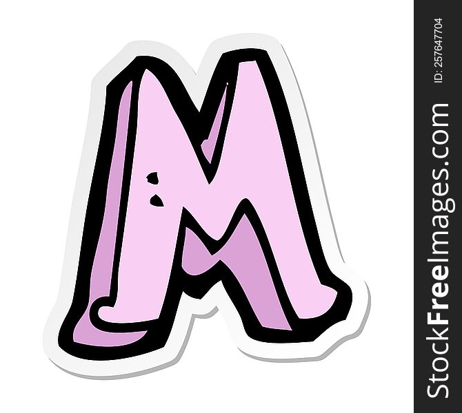 Sticker Of A Cartoon Letter M