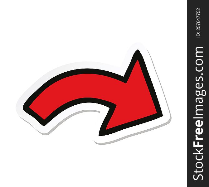sticker of a cute cartoon directional arrow