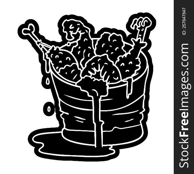 cartoon icon bucket of fried chicken. cartoon icon bucket of fried chicken