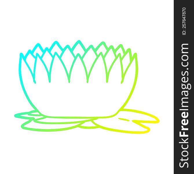 Cold Gradient Line Drawing Cartoon Waterlily