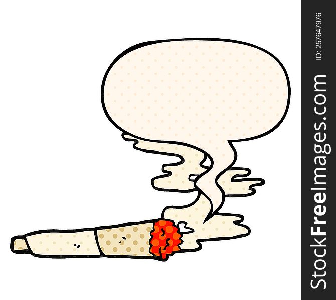 cartoon cigarette with speech bubble in comic book style