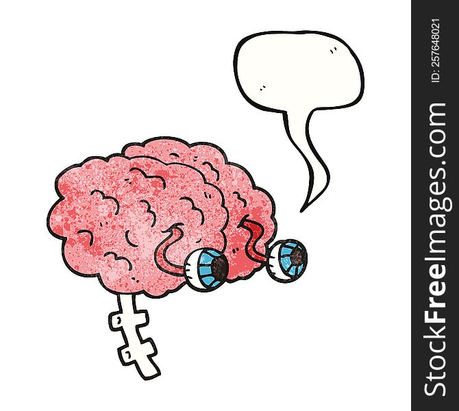 freehand speech bubble textured cartoon brain