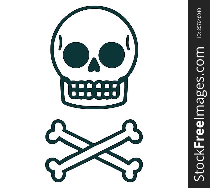 Tattoo Style Icon Of A Skull And Bones