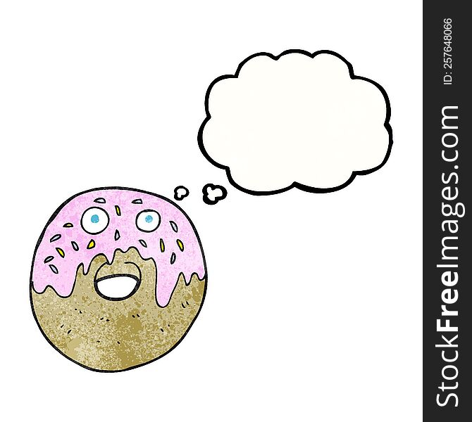 Thought Bubble Textured Cartoon Doughnut