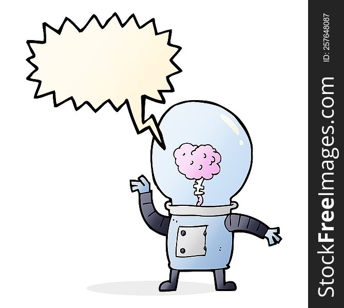 Cartoon Robot Cyborg With Speech Bubble