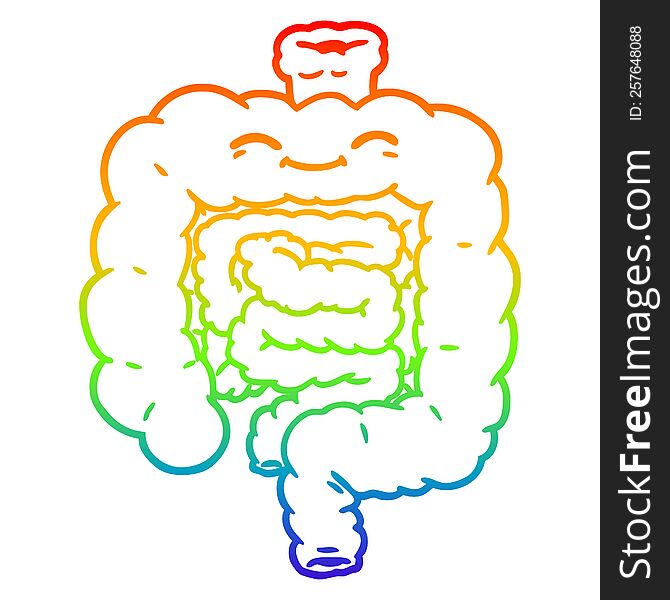 Rainbow Gradient Line Drawing Cartoon Intestines