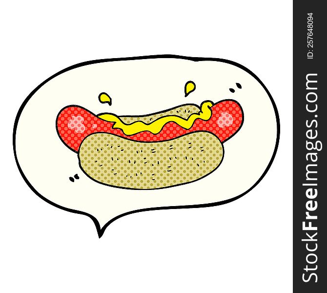 freehand drawn comic book speech bubble cartoon hotdog