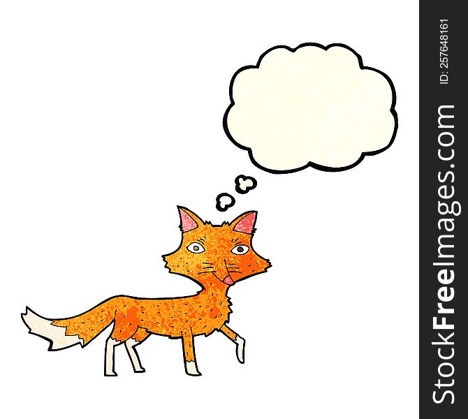 cartoon little fox with thought bubble