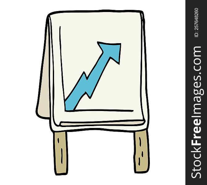 Cartoon Business Chart With Arrow