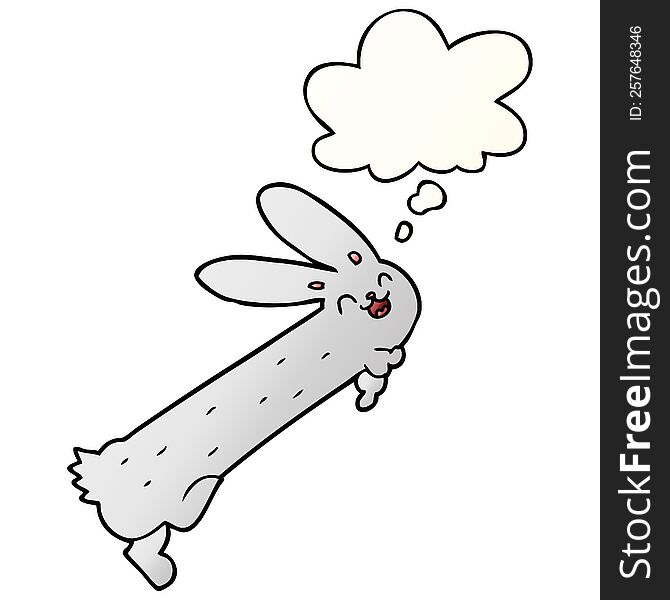 funny cartoon rabbit with thought bubble in smooth gradient style