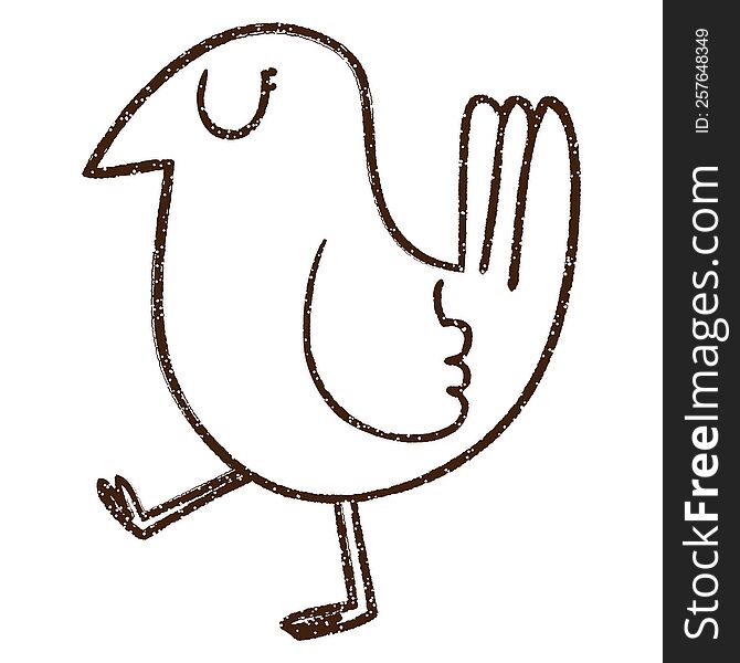 Walking Bird Charcoal Drawing