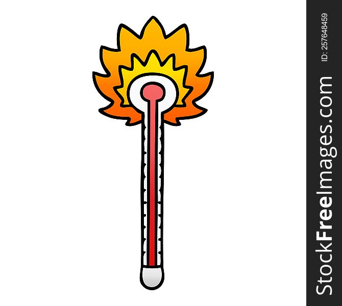 gradient shaded quirky cartoon hot thermometer. gradient shaded quirky cartoon hot thermometer
