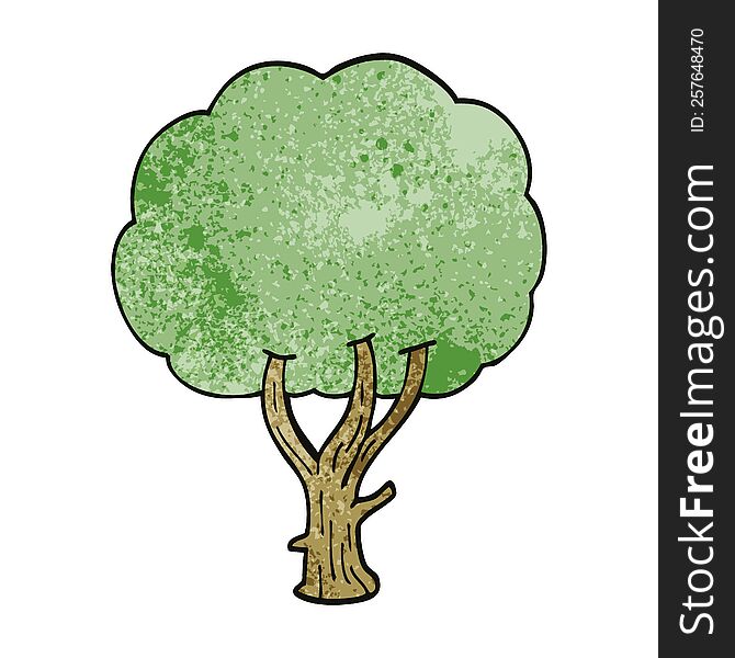 cartoon doodle blooming tree