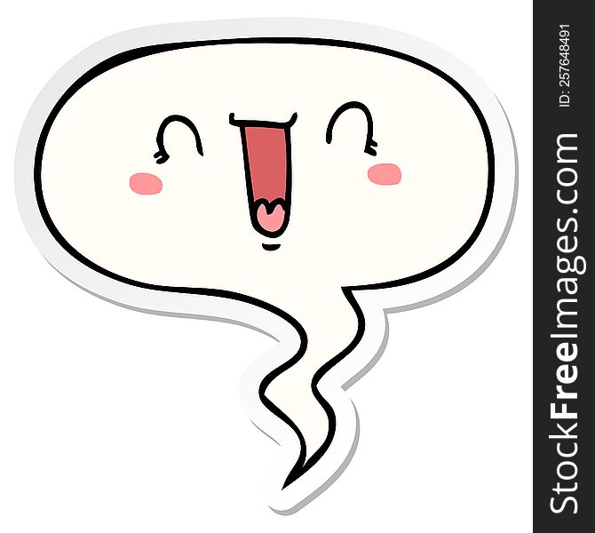 happy cartoon face with speech bubble sticker