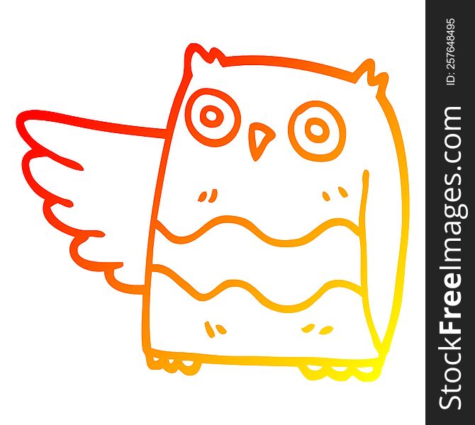 Warm Gradient Line Drawing Cartoon Happy Owl