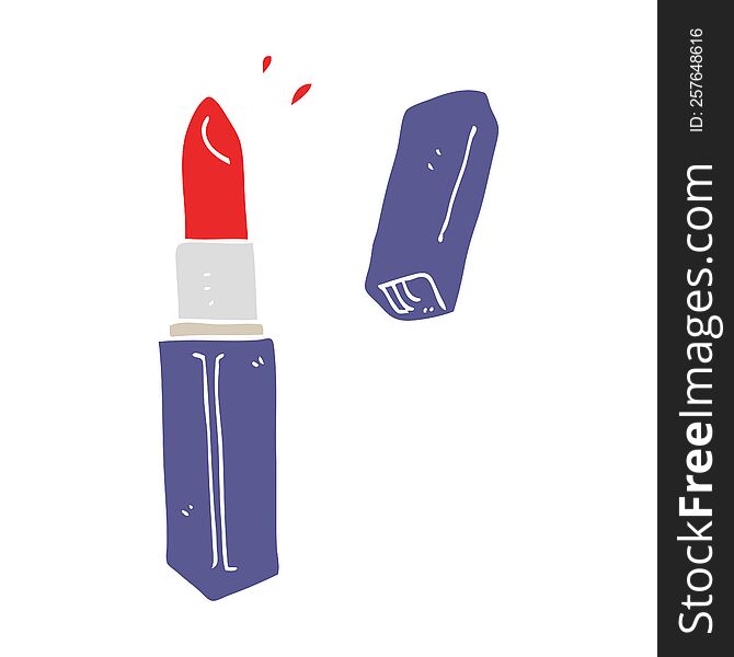 Flat Color Illustration Of A Cartoon Lipstick