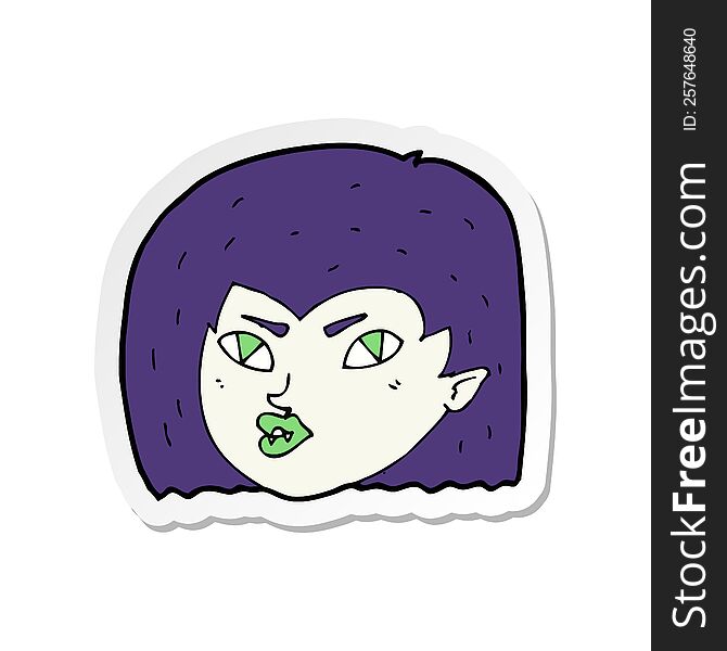Sticker Of A Cartoon Vampire Face