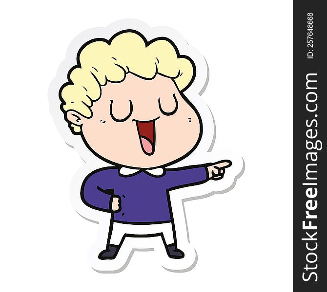 Sticker Of A Laughing Cartoon Man Pointing