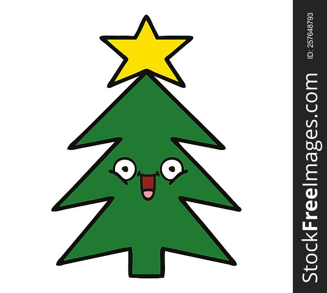 cute cartoon of a christmas tree. cute cartoon of a christmas tree