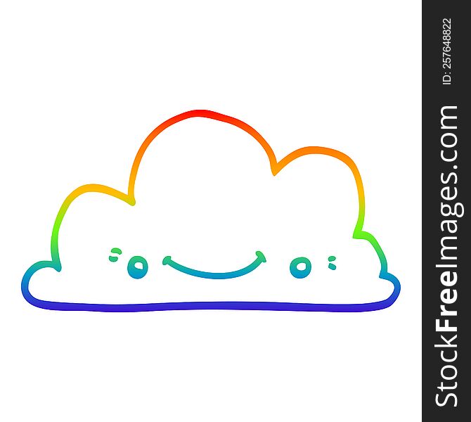 Rainbow Gradient Line Drawing Cute Cartoon Cloud