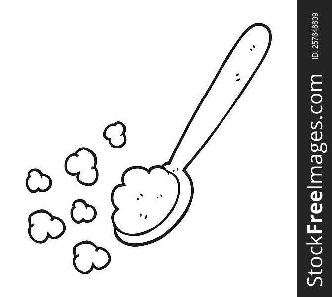 Black And White Cartoon Spoonful Of Food
